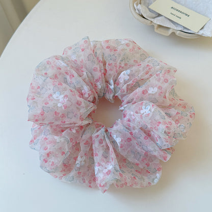 網紗碎花大腸圈髮圈