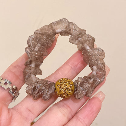 鋯石豹紋大腸圈髮圈－色丁款香檳款細節9｜https://igowo.tw/