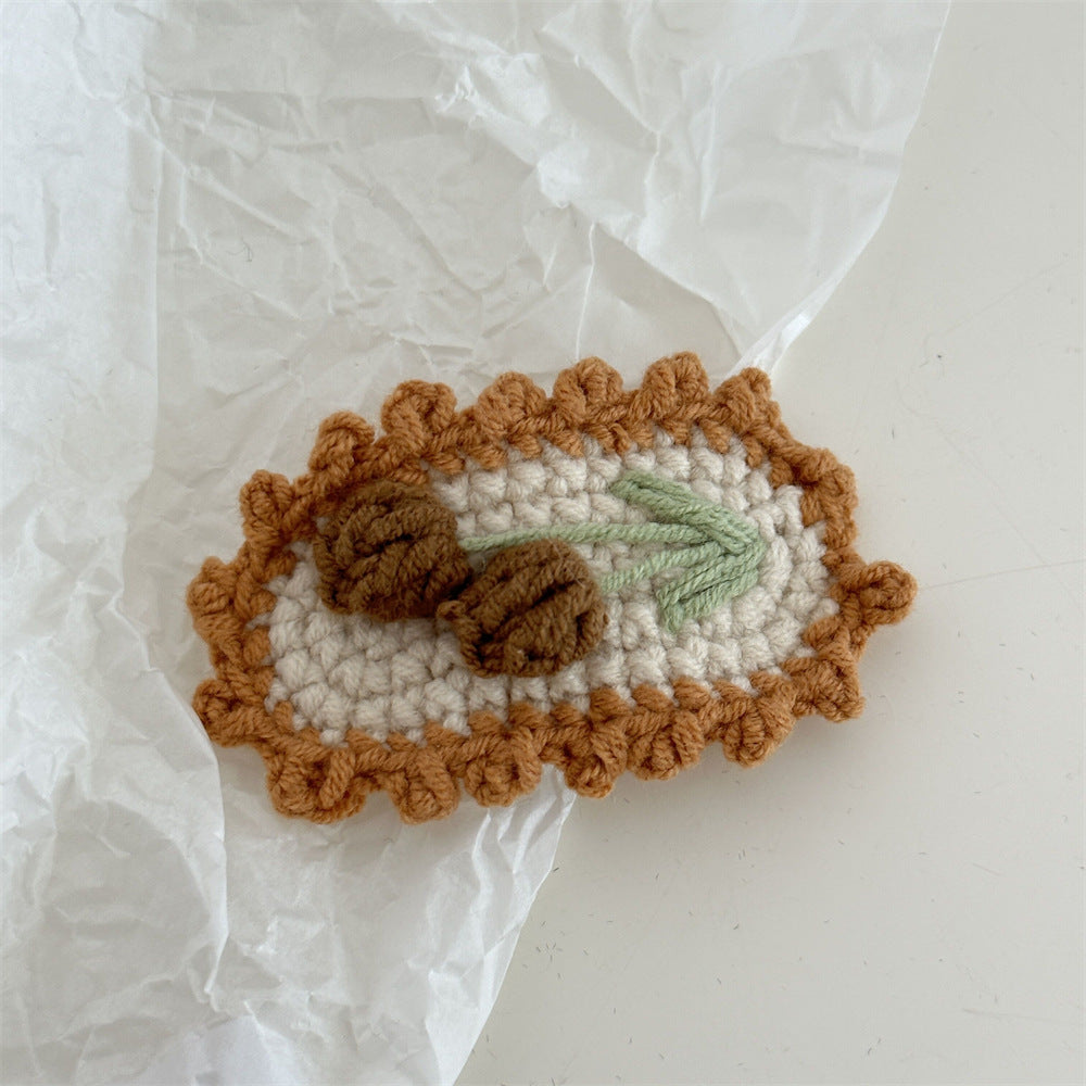 花朵刺繡編織髮夾