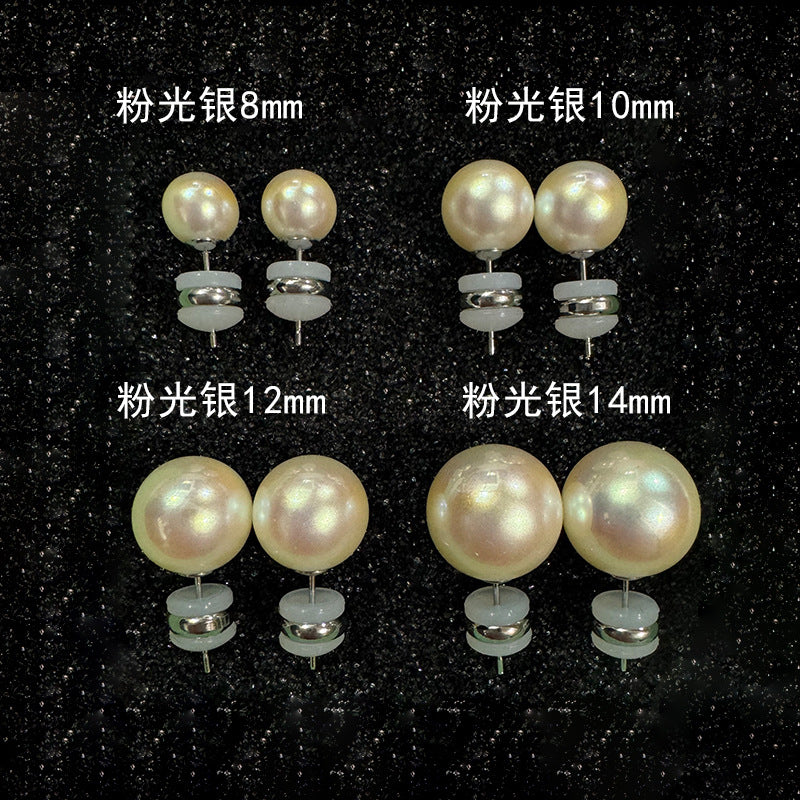 S925珍珠耳釘－奶油銀8mm款細節｜https://igowo.tw/