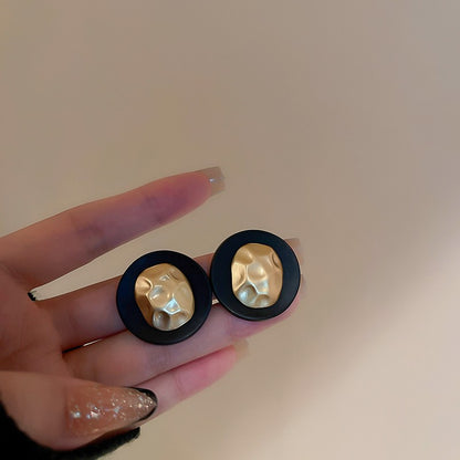 真金電鍍銀針鑲鉆烤漆愛心耳釘時尚小眾耳環韓國百搭復古耳飾批發