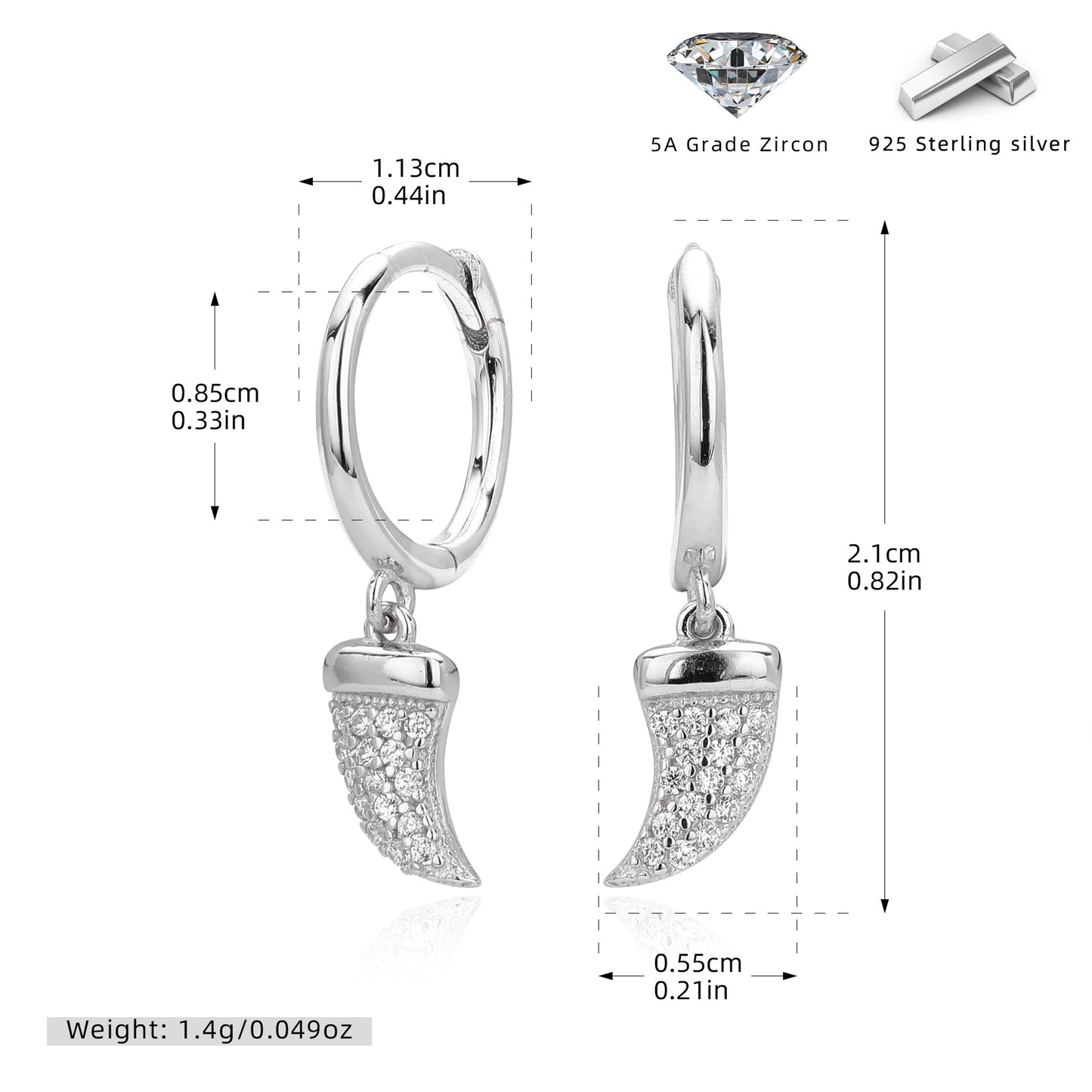 S925 新款耳墜時尚優雅鑲鋯狼牙耳飾輕奢百搭小眾設計飾品