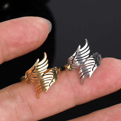 金屬天使翅膀復古戒指－商品主圖｜https://igowo.tw/