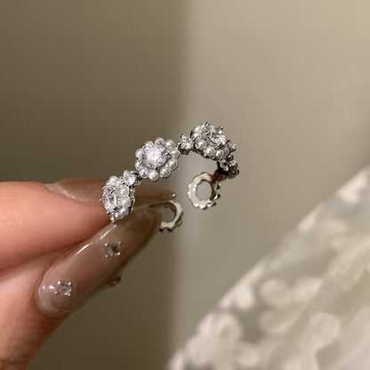 珍珠鋯石可調式戒指