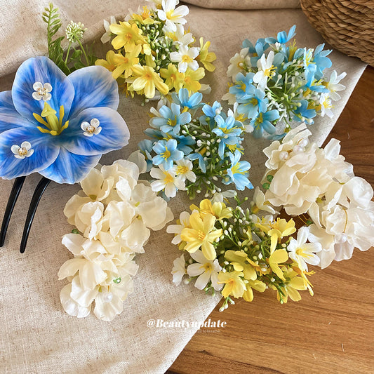 盈盈花海~氛圍感鑲鉆碎花發夾海邊度假風拍照鴨嘴夾甜美氣質頭飾
