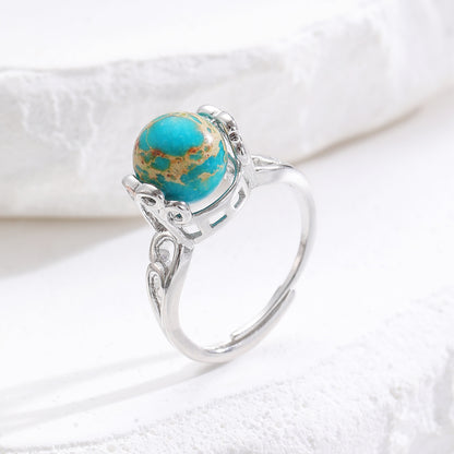 綠松石可調式復古戒指－細節特寫5｜https://igowo.tw/