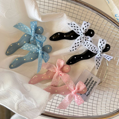 蝴蝶結波點髮夾－第二視角實拍｜https://igowo.tw/