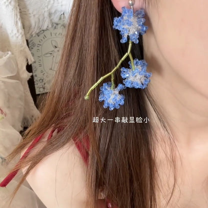 手工編織彩色花朵圓形耳釘多巴胺小清新度假風耳環輕奢高級感耳飾