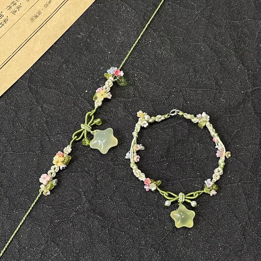 星星花朵編織項鍊－商品主圖｜https://igowo.tw/