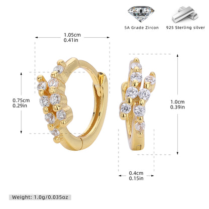 S925 歐美新款耳環INS極簡幾何鑲鋯耳飾輕奢小眾百搭飾品