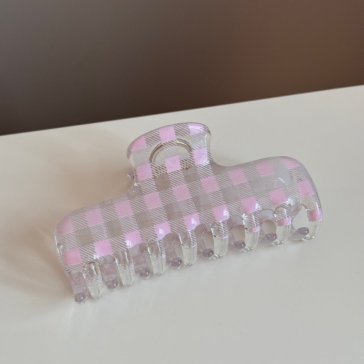 格紋方形髮夾