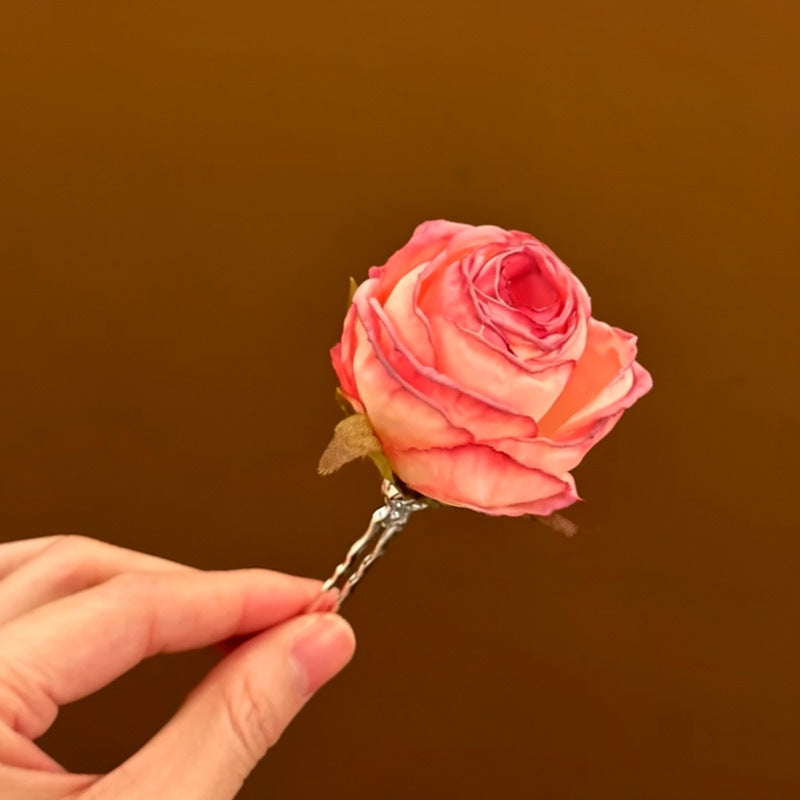 度假風布藝花朵發夾高級感精致甜美盤發鴨嘴夾海邊拍照氛圍感發飾