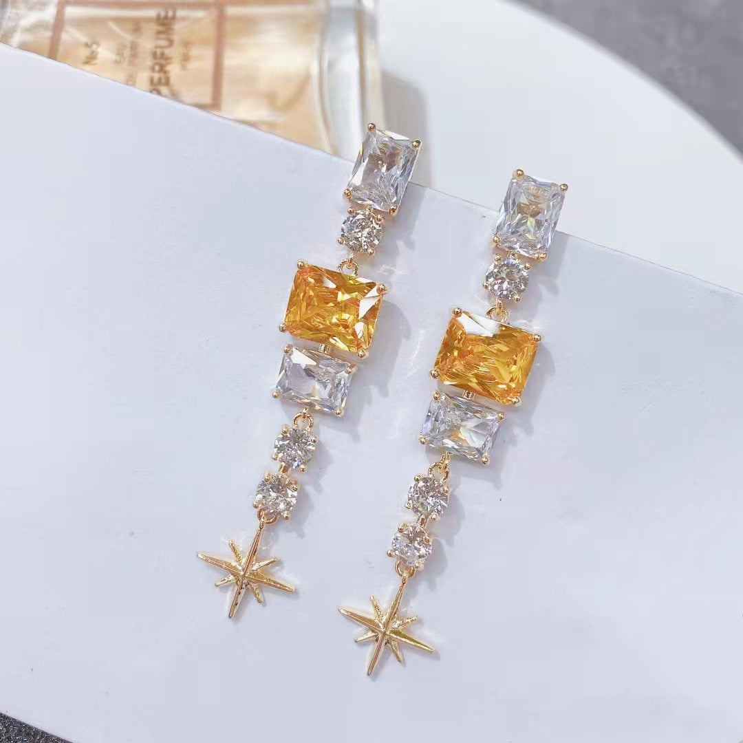 星星流蘇長版耳環