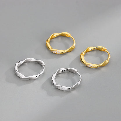 S925 鑲鑽莫比烏斯環耳環2025新高級感輕奢小眾簡約耳飾品