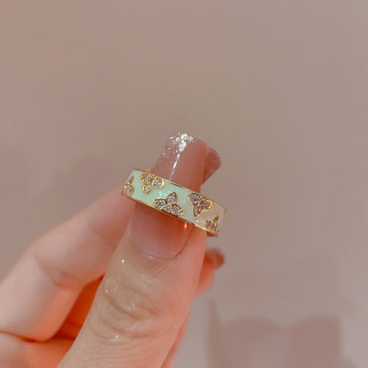 琺瑯蝴蝶可調式戒指