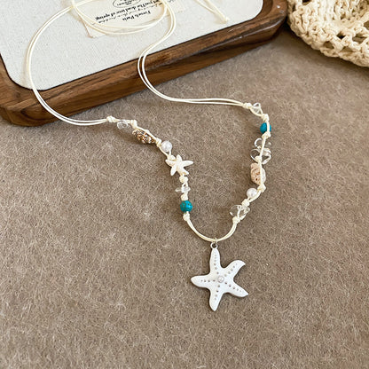 海邊度假貝殼海星手鏈項鏈輕奢小眾小清新首飾套裝個性設計感飾品