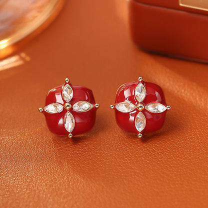 琺瑯幸運草復古耳釘