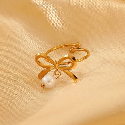 不鏽鋼蝴蝶結項鍊耳環組