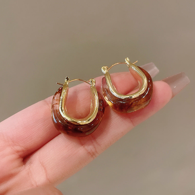 棕色虎眼石復古耳環－細節特寫19｜https://igowo.tw/