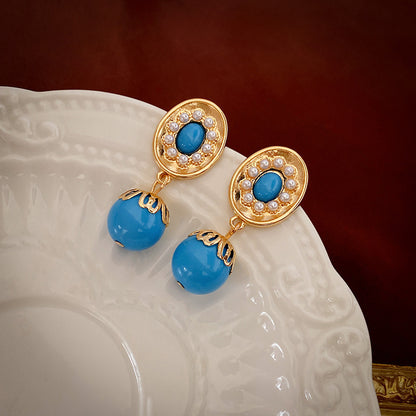琺瑯橢圓C形精雕耳環－26#銀針-彩色款細節22｜https://igowo.tw/