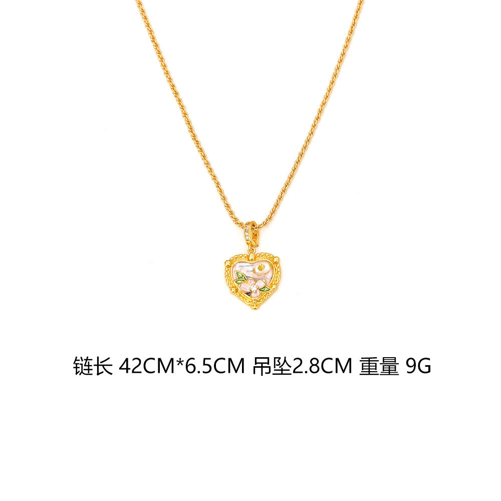 珍珠愛心墜飾復古項鍊－細節特寫2｜https://igowo.tw/