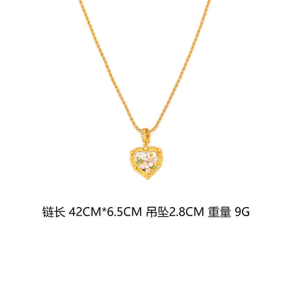 珍珠愛心墜飾復古項鍊－細節特寫2｜https://igowo.tw/