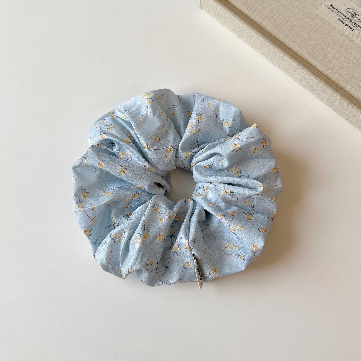 碎花大腸圈簡約髮圈－綠色窄版髮箍款細節｜https://igowo.tw/