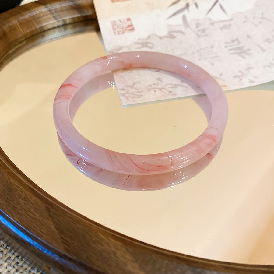 一步一響玉髓暈染圓條手鐲2026新款清冷感手環氣質輕奢高級感手飾