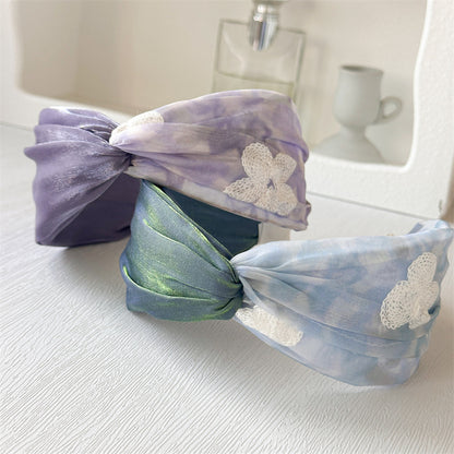 網紗碎花交叉復古髮箍－商品主圖｜https://igowo.tw/