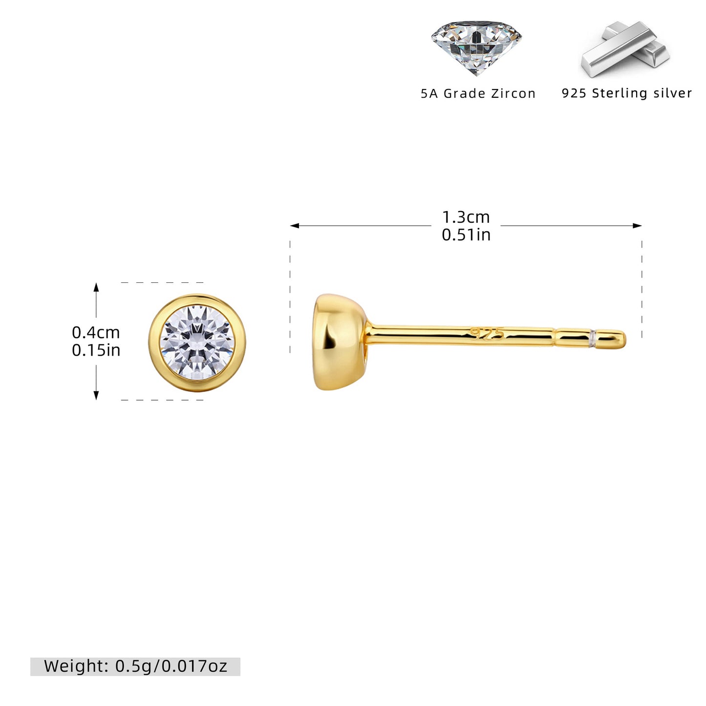 S925 耳釘包鑲圓形鋯石耳釘百搭時尚輕奢高級感飾品