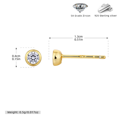 S925 耳釘包鑲圓形鋯石耳釘百搭時尚輕奢高級感飾品