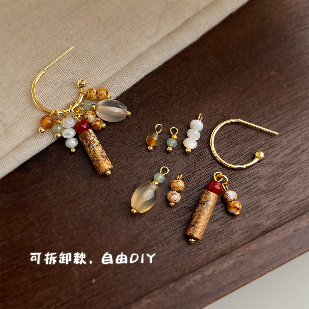 瑪瑙天然石流蘇耳環－商品主圖｜https://igowo.tw/