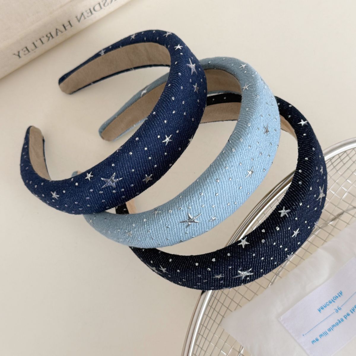 布面星星復古髮箍－細節特寫1｜https://igowo.tw/