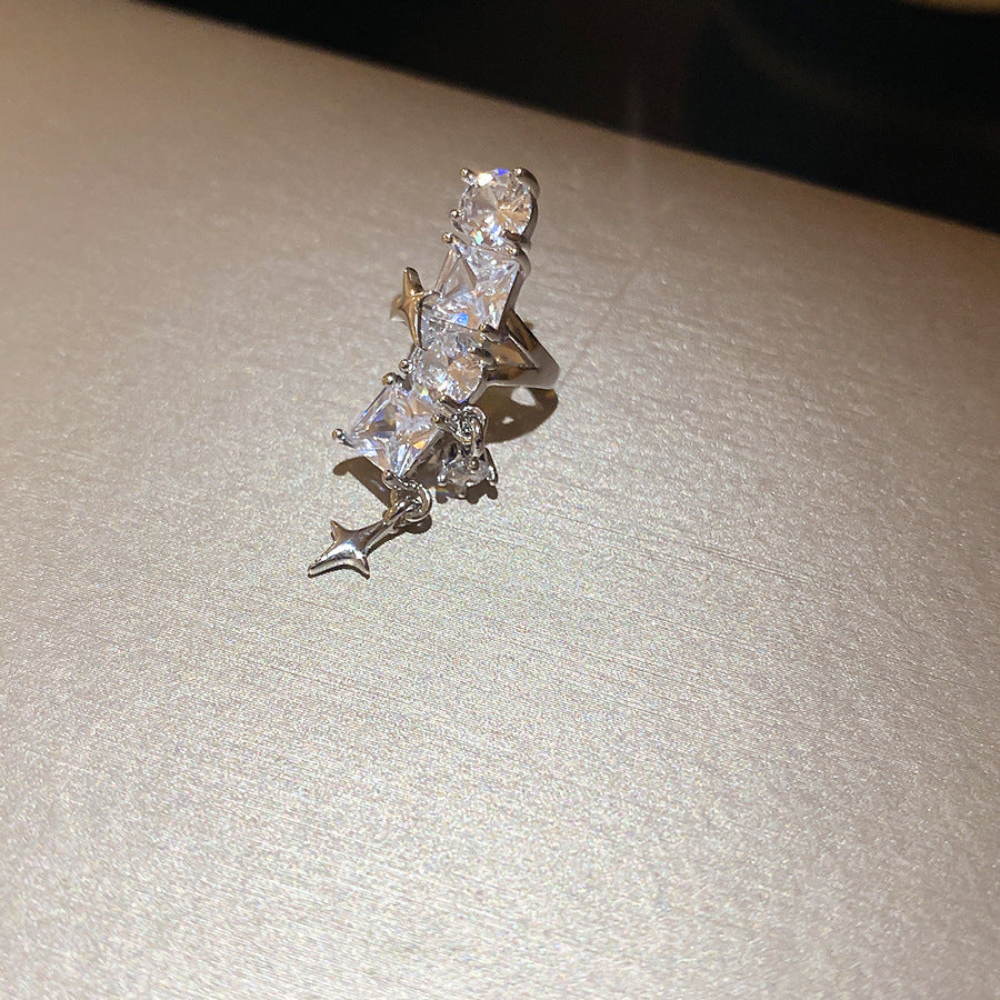 爆閃鋯石幾何無耳洞耳夾甜酷風精致小巧耳骨夾輕奢高級感耳飾批發