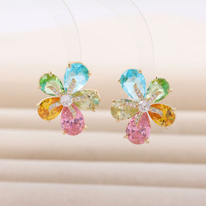 漸層水晶花朵耳環－商品主圖｜https://igowo.tw/