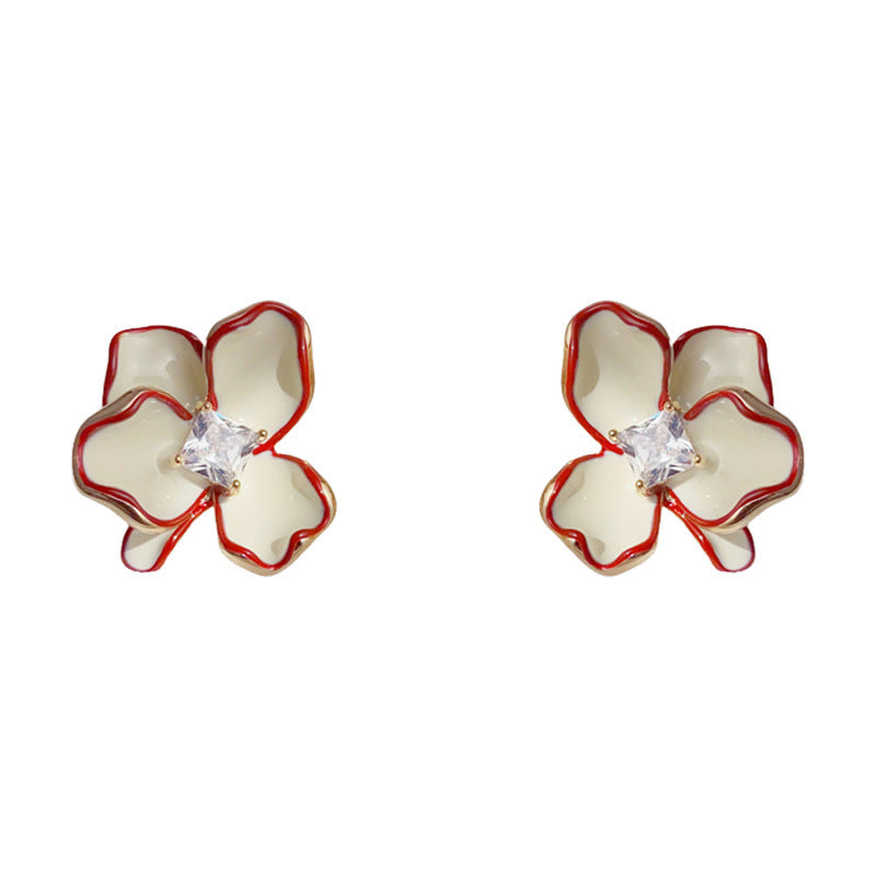 花朵鑲鑽復古耳環