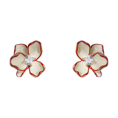花朵鑲鑽復古耳環