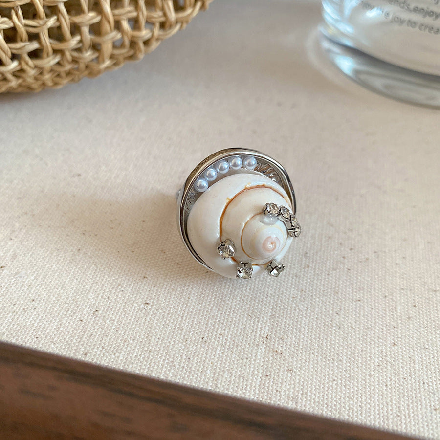 金屬貝殼可調式戒指