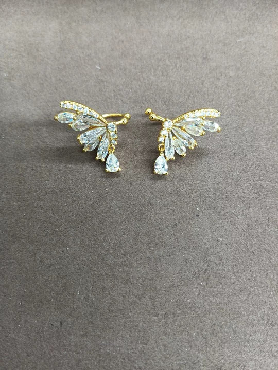 金色鋯石蝴蝶電鍍耳夾