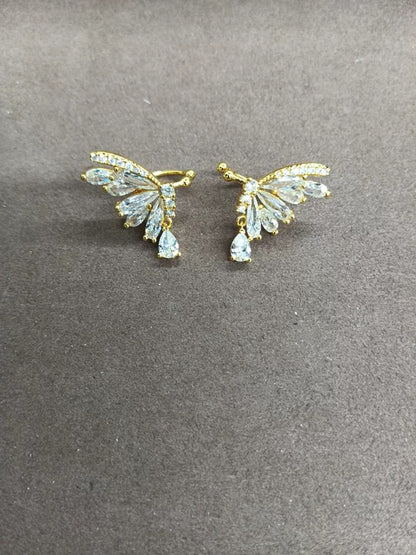 金色鋯石蝴蝶電鍍耳夾
