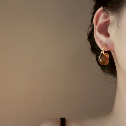 港風復古樹脂C型耳釘女時尚小眾設計感耳環個性通勤百搭耳飾批發