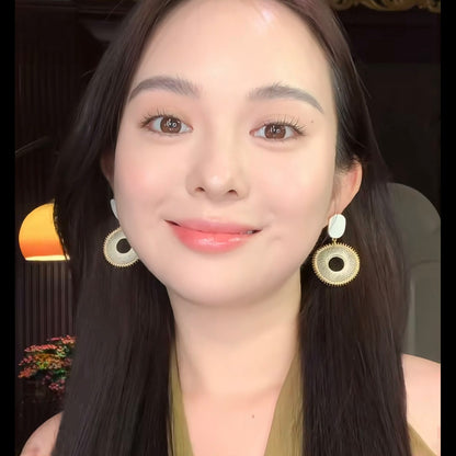 度假風水滴拉菲草耳環小清新時尚簡約百搭耳釘設計感小眾耳飾批發