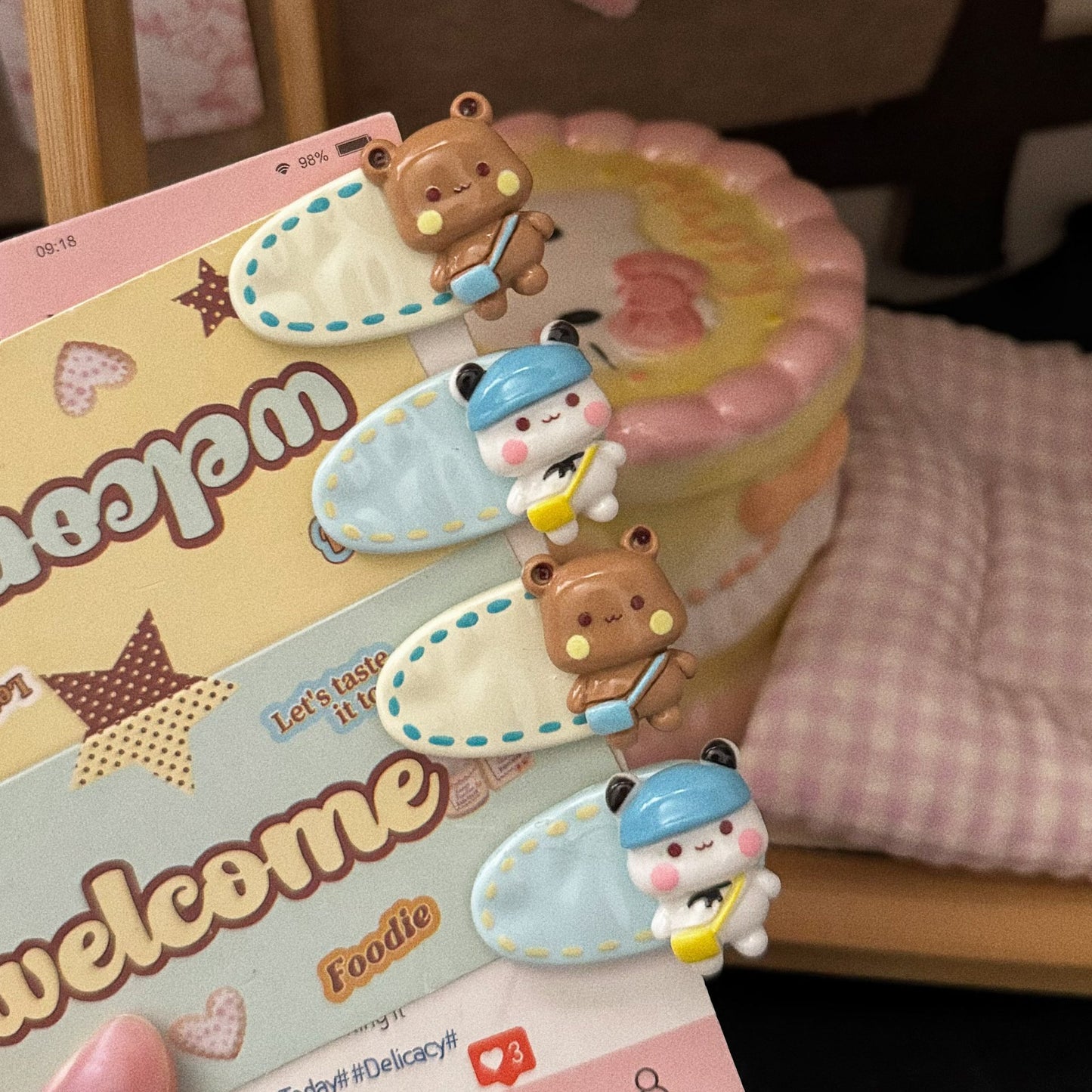 棕色小熊橢圓髮夾－商品主圖｜https://igowo.tw/