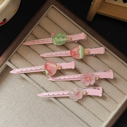 粉色水果髮夾－貓爪長條髮夾款細節2｜https://igowo.tw/