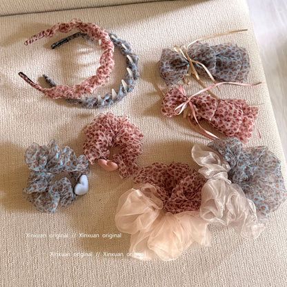 網紗豹紋蝴蝶結髮夾－商品主圖｜https://igowo.tw/