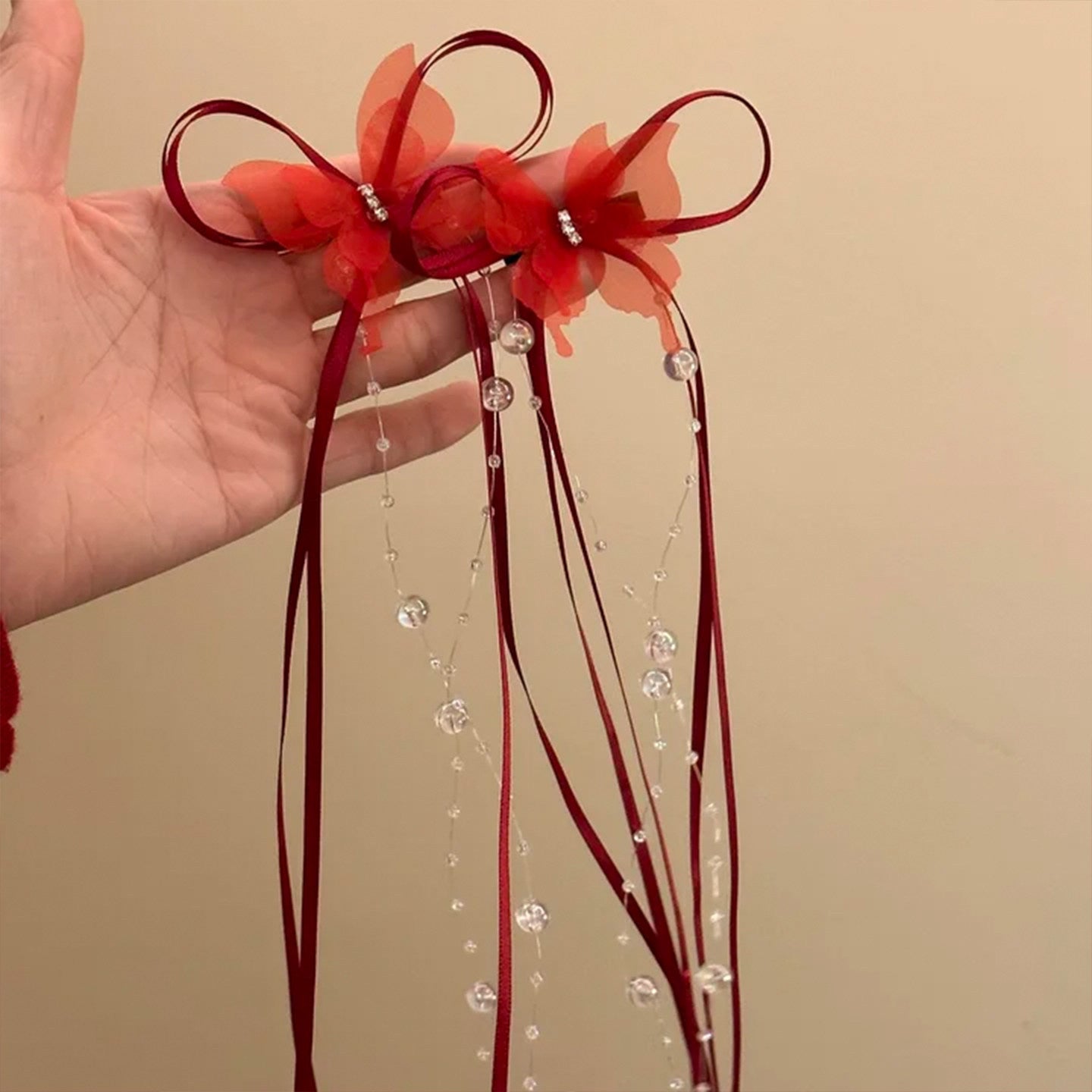 鑲鉆水晶蝴蝶飄帶流蘇發夾精致優雅氣質百搭鴨嘴夾設計感小眾發飾