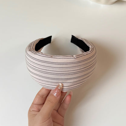 布面格紋寬版髮箍－淡綠寬版髮箍款細節｜https://igowo.tw/