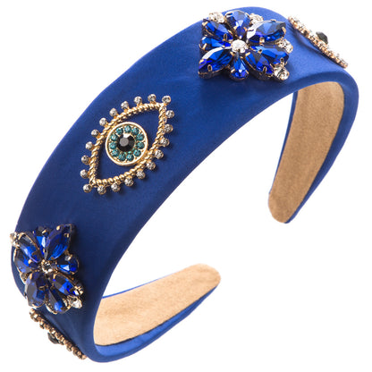 眼睛花朵鑲鑽復古髮箍