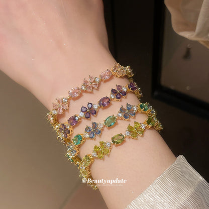 金翠流光~輕奢鋯石幾何卡扣手鏈精致百搭手環時尚小眾高級感手飾