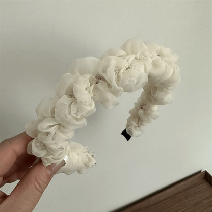 網紗簡約髮箍－抓夾-咖色款細節｜https://igowo.tw/